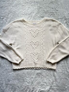 Old Navy Cream Heart-Detail Crewneck Sweater